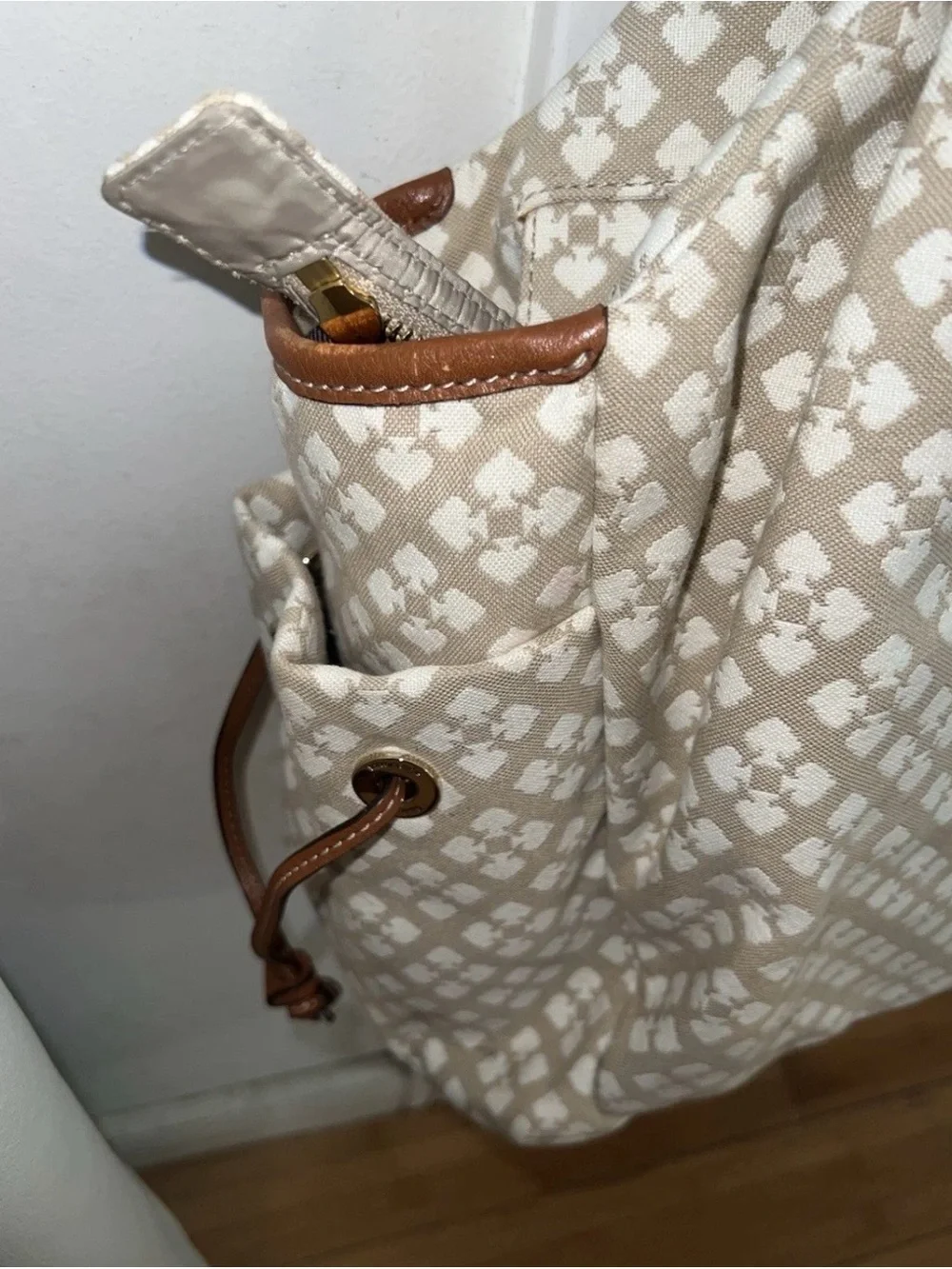 Kate Spade Beige Canvas with Pink and Orange Stripe,diaper bag